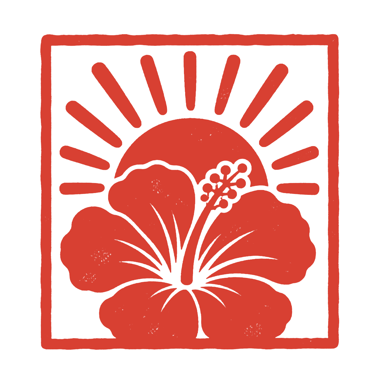 Hibiscus and rising sun association mark